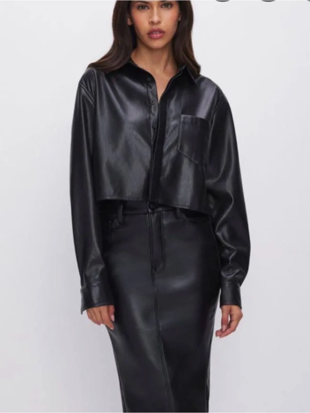 Good American Black Faux Leather Top XS
